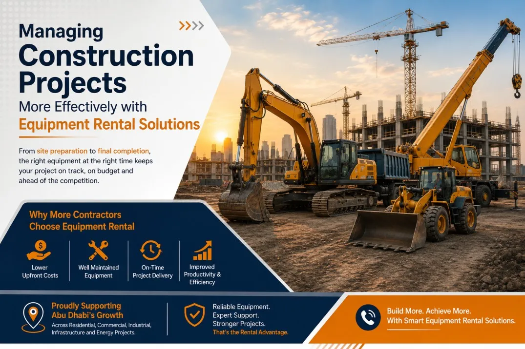 Managing Construction Projects More Effectively with Equipment Rental Solutions Construction equipment rental solutions supporting efficient project management with excavators, cranes, loaders, and heavy machinery