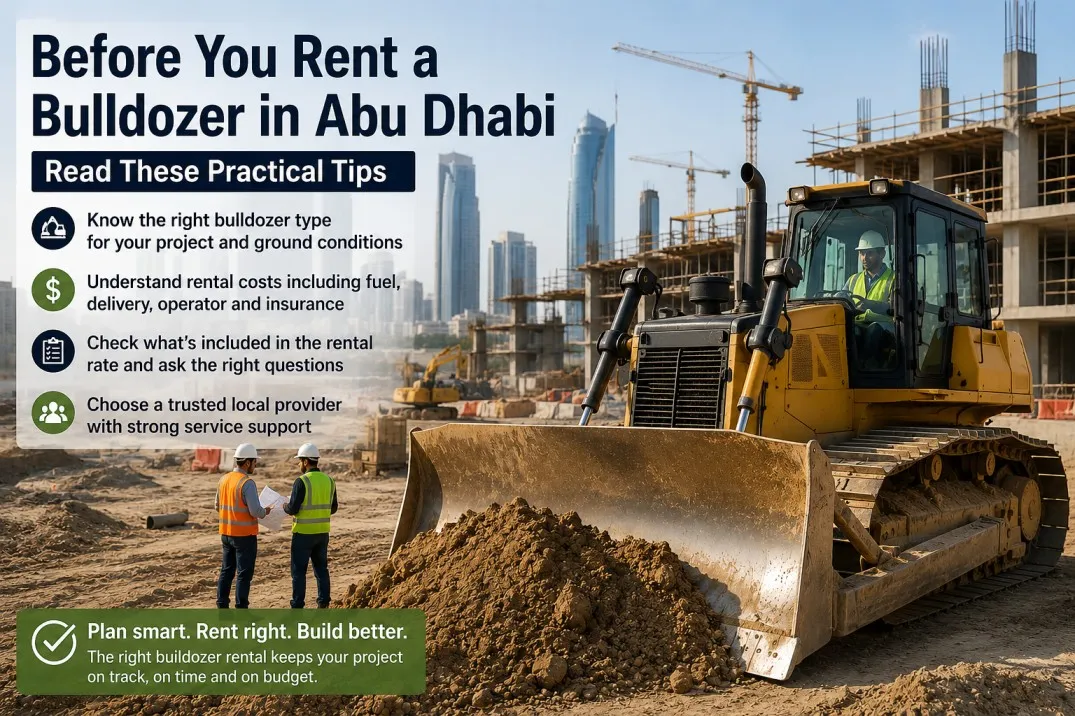 bulldozer rental Abu Dhabi construction site equipment