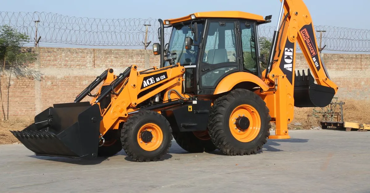 Backhoe loader rental in Abu Dhabi with heavy duty loader for excavation, trenching, and construction projects